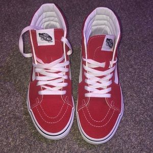 Vans, red and white, size 8